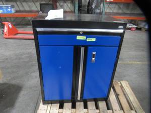 lot 243 image: Sandusky Modular Steel Base Cabinet with Drawer, Full Pull Model GADF301836-069L (No Key, Scratch & Dent)