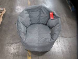 lot 244 image: Big Joe Joey Bean Bag Chair, Gray Plush Fabric Model 1124542 (Small Hole)