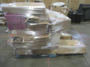 lot 422 image: OPEN BOX - SALVAGE MIXED PALLET (Approximately 15 Pieces) OF LIGHTING, SMALL APPLIANCES, FUNITURE AND MORE - ITEMS MAY BE MISSING PARTS, HAVE SLIGHT DAMAGE OR BE IN NEED OF REPAIR