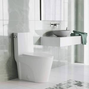 lot 241 image: Swiss Madison St.Tropez 1-Piece 0.81.28 GPF Dual Flush Elongated Toilet Model SM-1T254