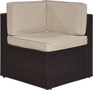 lot 242 image: Corner Wedge Part Of Brown Wicker Outdoor Sectional with Cream Cushions (Corner Chair Only) ModelL-W329S00004