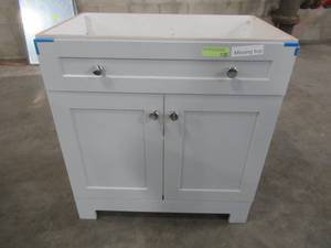 lot 314 image: Everdean 30.50 in. W x 18.75 in. D Bath Vanity in Pearl Gray - Missing Top.