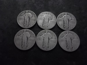 lot 84 image: 6-Standing Liberty Quarters 1926, 1926, 1927, 1927, 1930, 1930 S