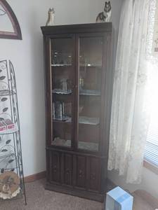 Nice Glass Door Hutch - 27-12 Wide x 11-12 Deep x 72 Tall - CONTENTS NOT INCLUDED - Please bring help to remove - This is located at ground level with no stairs - NO SHIPPING ON THIS AUCTION