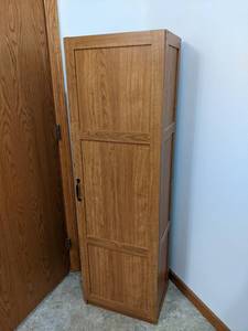 Storage Cabinet - 18 x 14 x 60 - - Please bring help to remove - This is located at ground level with no stairs - NO SHIPPING ON THIS AUCTION