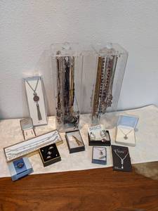 Large Lot of Contemporary Costume Jewelry, Sterling Silver Ring, Necklace marked 14kt Gold and More - NO SHIPPING