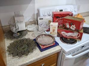 Large Lot of Serving Pieces - Lead Crystal, Carnival Glass and More - Please bring boxes as none will be available at the auction - NO SHIPPING