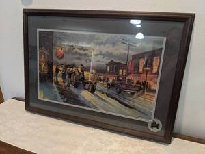David Barnhouse Oliver 88 Tractor Framed and Numbered Print - 1019 of 1950 - Measures 34-12 x 24 - NO SHIPPING