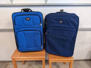 2-Piece Set of Rolling Luggage (Blue) Good Condition, American Tourister & Leisure - NO SHIPPING