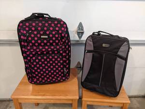2-Piece Set of Rolling Luggage Good Condition, Advantage (Pink Polka-Dot), Eagle Express (BlackGrey) - NO SHIPPING