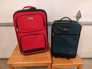 2-Piece Set of Rolling Luggage Good Condition, Protg (Red), IN2IT (Green) - NO SHIPPING