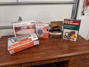 Lot of Air Beds, Air Pumps and Heater - NO SHIPPING