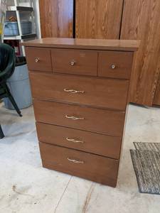 Vintage Wood Chest of Drawers - 43 x 28-12 x 14 - Please bring help to remove - This is located in the Attached Garage - NO SHIPPING ON THIS AUCTION