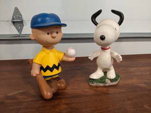 Pair of Peanuts Statues - Charlie Brown and Snoopy - Each is about 11 Tall - NO SHIPPING