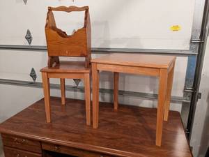 Pair of Wood End Tables and Magazine Rack - NO SHIPPING