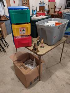 Large Lot of Fancy Serving Platters  Dishes, Christmas Dcor, Kitchenware, Figurines, Childrens 3-Drawer Storage Shelf and More - NO SHIPPING