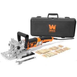 lot 19 image: WEN JN8504 8.5-Amp Plate and Biscuit Joiner with Case and Biscuits