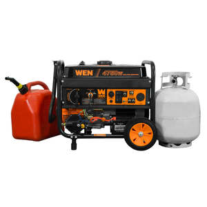 lot 28 image: WEN DF475T 4,7503,800-Watt 120-Volt240-Volt Dual Fuel Gasoline and Propane Powered Electric Start Portable Generator