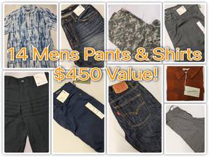 14 Mens Pants & Shirts All New With Tags $450 Value