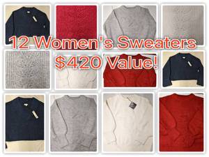 12 Womens Sweaters NEW With Tags Small- 4XL $420 Value