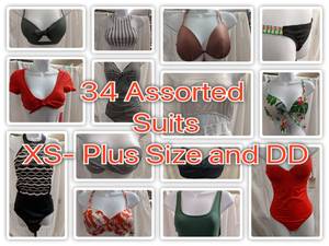 34 Assorted Bathing Suits -Plus Size DD CupsALL New With Tags - Xhiliration, Clean Water, Mossimo, Shade & Shore & More