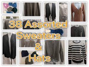38 Assorted Sweaters & Hats ALL New With Tags Small-4X