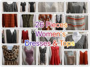 26 Piece Collection of Assorted Womens Dresses & Tops  Most New With Tags All in Great Condition