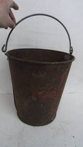 lot 10 image: 13 Vintage Bucket Rusty Bottom (Yard Art)