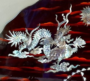 Inlaid Mother of Pearl Fan Shaped Wall Art