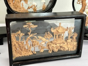 Four Pieces of Chinese Cork Art