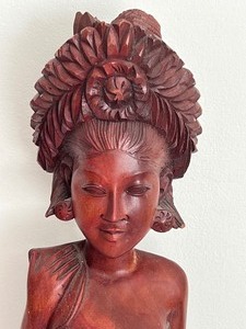 Carved Wooden Bali Female Figurine
