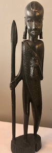 Carved Wood Figures including a Carved Lion Figurine