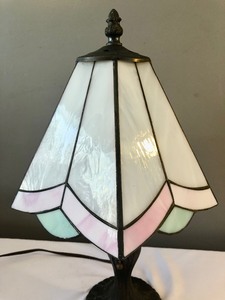 Petite Lamp with Pretty Plastic Stained Glass Shade