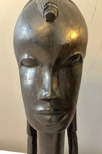 Three Carved Wood African Figurine Busts
