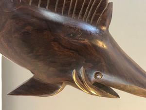 Stunning Wooden Carved Swordfish figurine