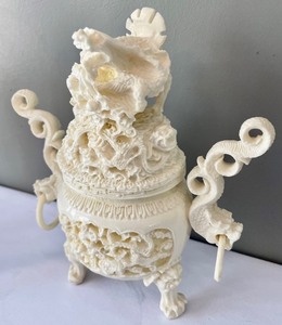 Asian Resin Lidded Vessel