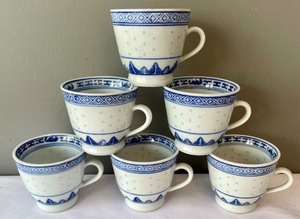 6 Small Chinese Cups with Saucers