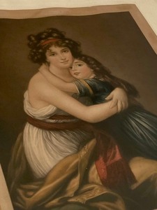Lovely Vintage Framed Mezzotint Engraving - Madame Vigee Le Brun and Her Daughter