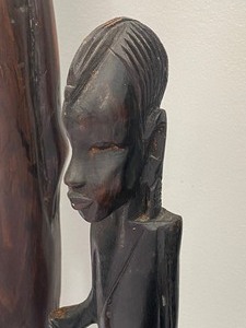 Collection of Vintage Carved Wood African Wood Figurines and Busts