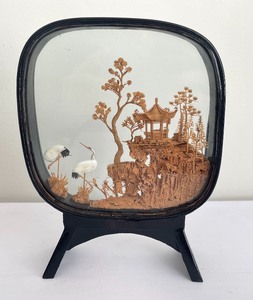Two Pieces of Amazing Asian Cork Art Dioramas