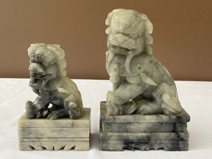 Antique Soapstone Chinese Foo-Dog Statues
