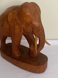 Carved Wooden Elephant Figurine