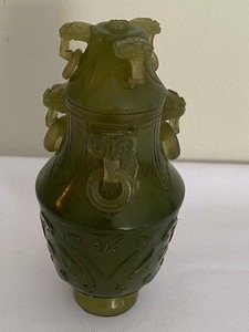 Petite Carved Jade Bottle w Lid