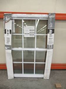 35-38 in. x 51-14 in. 50 Series Single Hung White Vinyl Window with Nailing Flange and Colonial Grilles.