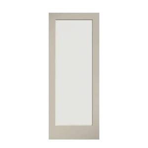 Eightdoors 24 in. x 80 in. 1 Lite Clear Glass True Divided White Finished Solid Core Wood French Interior Door Slab.