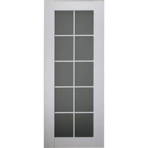 Belldinni 28 in. x 80 in. Smart Pro Polar White Solid Core Wood 10-Lite Glass Interior Door Slab No Bore.