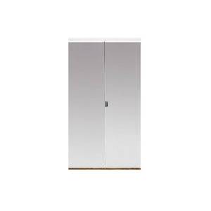 36 in. x 80 in. Mirror Solid Core 1-Lite MDF Interior Closet Wood Bi-Fold Door with White Trim.
