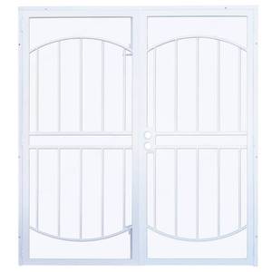 72 in. x 80 in. Arcada White Surface Mount Outswing Steel Double Security Door with Expanded Metal Screen. Slabs Only.