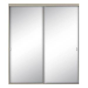 48 in. x 80-12 in. Style Lite Brushed Nickel Aluminum Framed Mirror Interior Sliding Door.