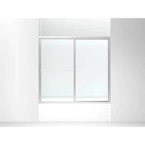 Sterling Deluxe 59-38 in. x 56-14 in. Framed Sliding Tub Door in Silver with Rain Glass Texture, 5906-59S.